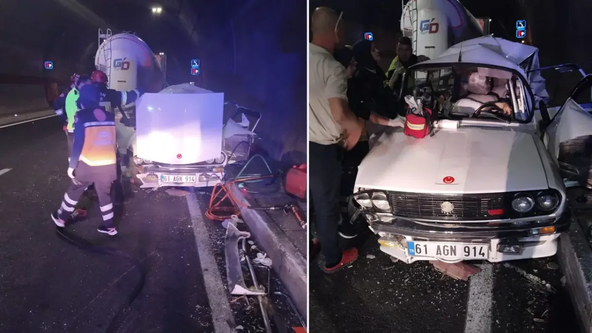 Yeni Zigana Tüneli'nde TIR otomobile arkadan çarptı: 1 ölü, 2 yaralı
